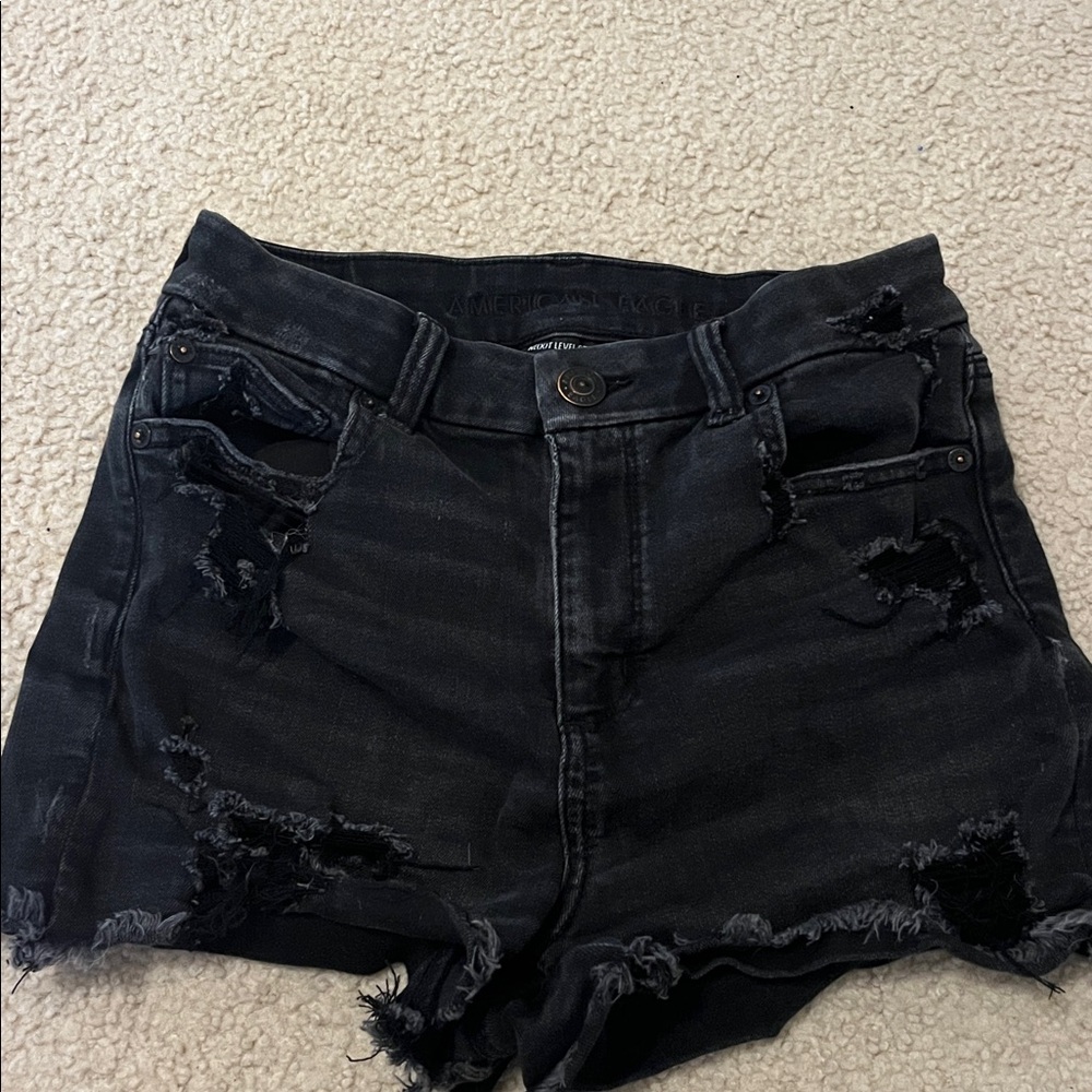 American Eagle Outfitters Black Distressed Jean Shorts
